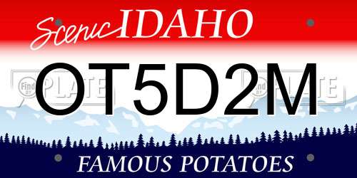OT5D2M Idaho License Plate