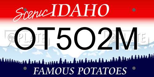 OT5O2M Idaho License Plate