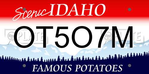 OT5O7M Idaho License Plate