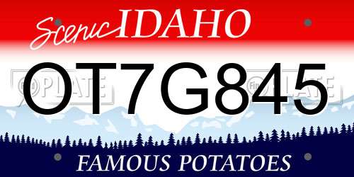 OT7G845 Idaho License Plate