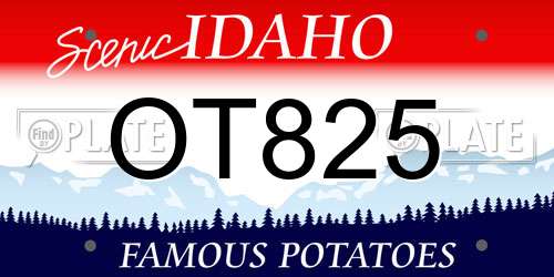 OT825 Idaho License Plate