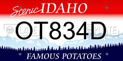 OT834D Idaho License Plate