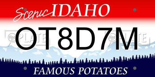 OT8D7M Idaho License Plate