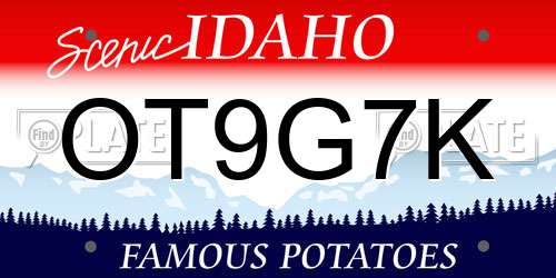 OT9G7K Idaho License Plate