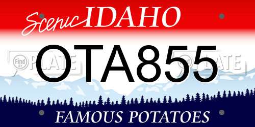 OTA855 Idaho License Plate