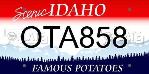 OTA858 Idaho License Plate