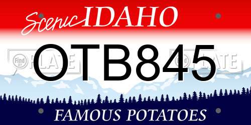 OTB845 Idaho License Plate