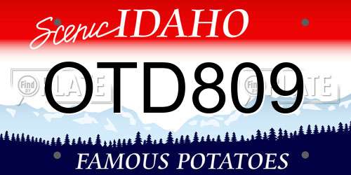 OTD809 Idaho License Plate