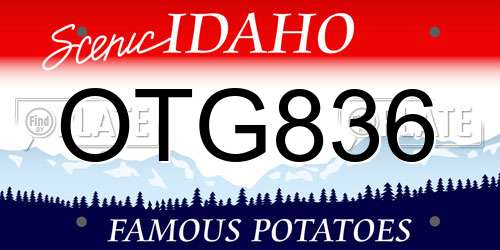 OTG836 Idaho License Plate