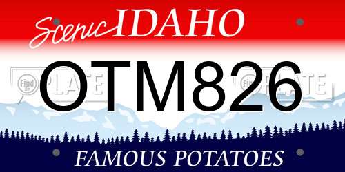 OTM826 Idaho License Plate