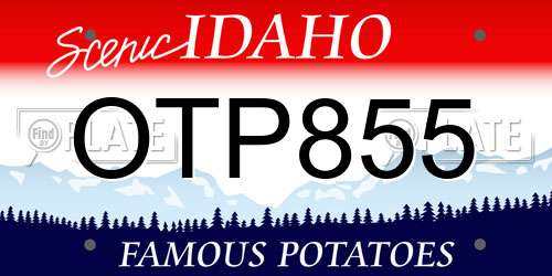 OTP855 Idaho License Plate