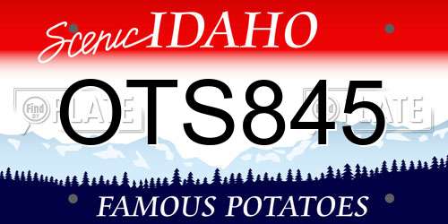 OTS845 Idaho License Plate