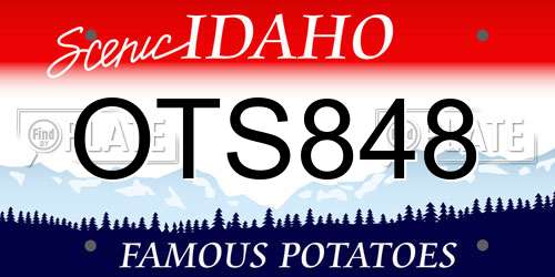 OTS848 Idaho License Plate