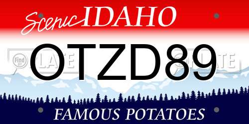 OTZD89 Idaho License Plate
