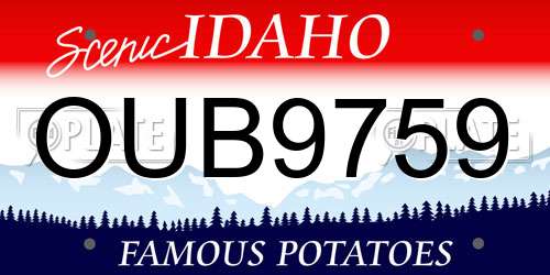 OUB9759 Idaho License Plate