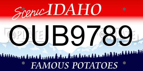 OUB9789 Idaho License Plate