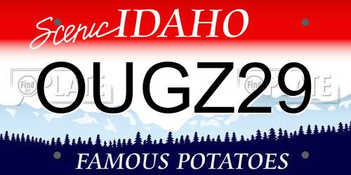 OUGZ29 Idaho License Plate