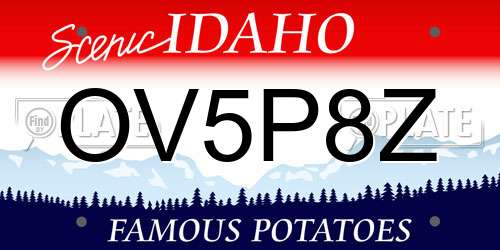 OV5P8Z Idaho License Plate