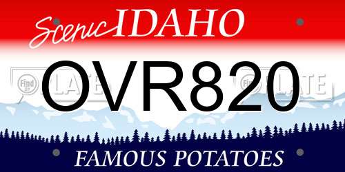 OVR820 Idaho License Plate