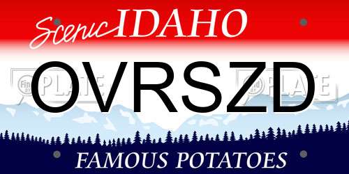 OVRSZD Idaho License Plate