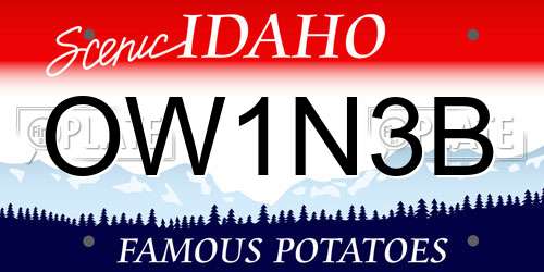 OW1N3B Idaho License Plate
