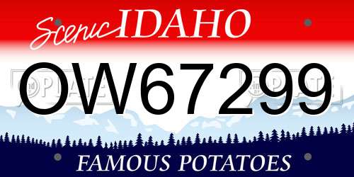 OW67299 Idaho License Plate