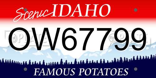 OW67799 Idaho License Plate