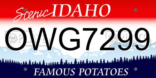 OWG7299 Idaho License Plate