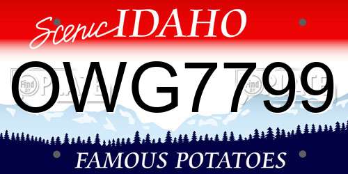 OWG7799 Idaho License Plate
