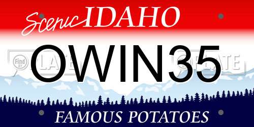 OWIN35 Idaho License Plate