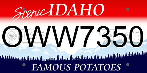 OWW7350 Idaho License Plate