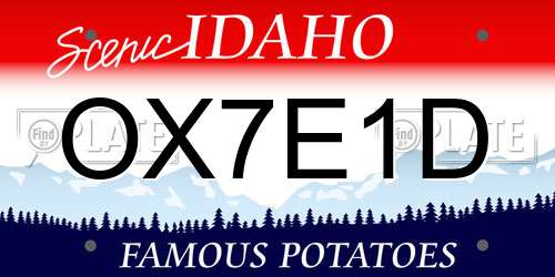 OX7E1D Idaho License Plate