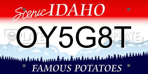 OY5G8T Idaho License Plate