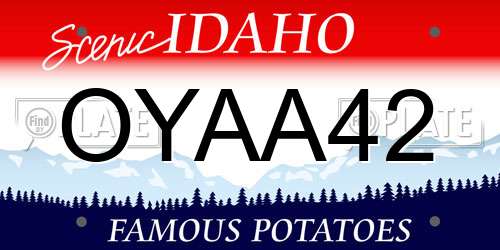 OYAA42 Idaho License Plate