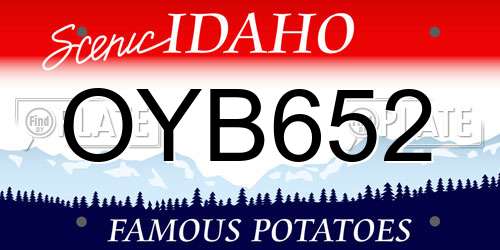 OYB652 Idaho License Plate