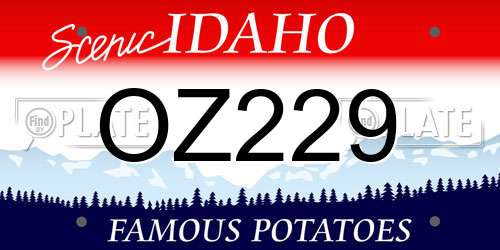 OZ229 Idaho License Plate