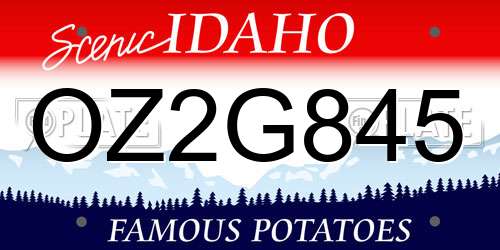 OZ2G845 Idaho License Plate