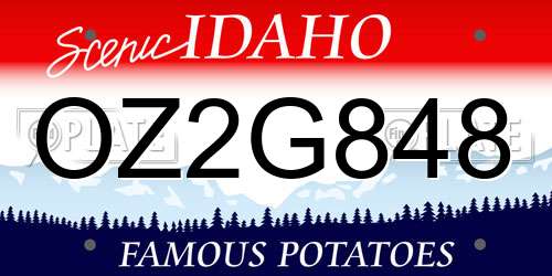 OZ2G848 Idaho License Plate