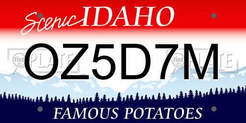 OZ5D7M Idaho License Plate