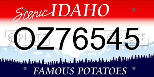 OZ76545 Idaho License Plate