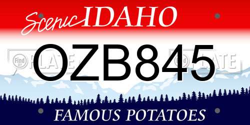 OZB845 Idaho License Plate