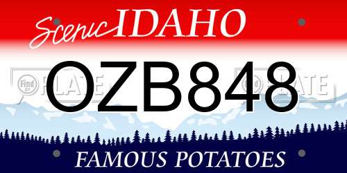 OZB848 Idaho License Plate