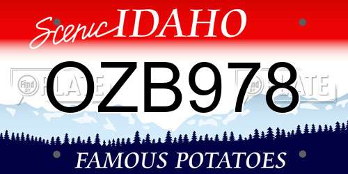OZB978 Idaho License Plate