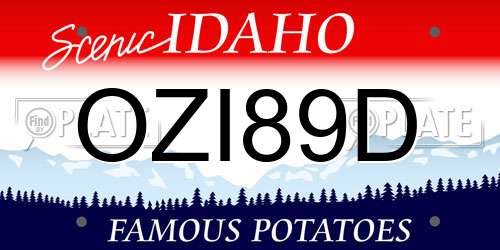 OZI89D Idaho License Plate