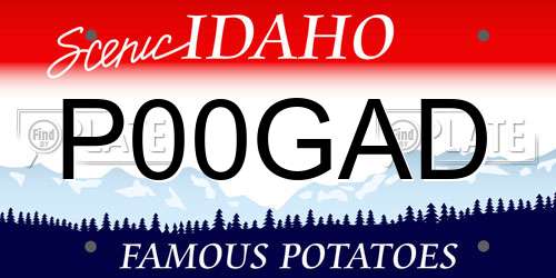 P00GAD Idaho License Plate