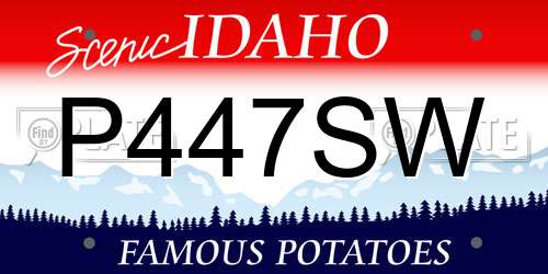P447SW Idaho License Plate