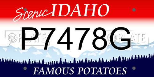 P7478G Idaho License Plate
