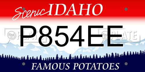 P854EE Idaho License Plate