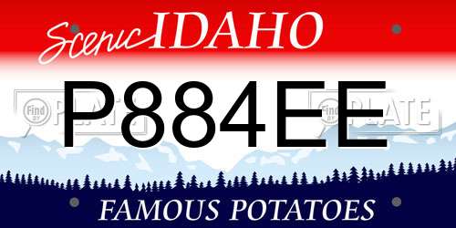P884EE Idaho License Plate