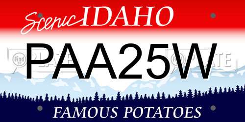 PAA25W Idaho License Plate